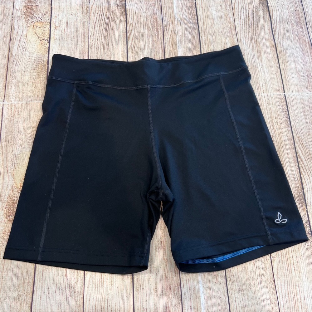 Prana Breathe Womens XL Black Athletic Yoga Biker Shorts Recycled Stretch USA